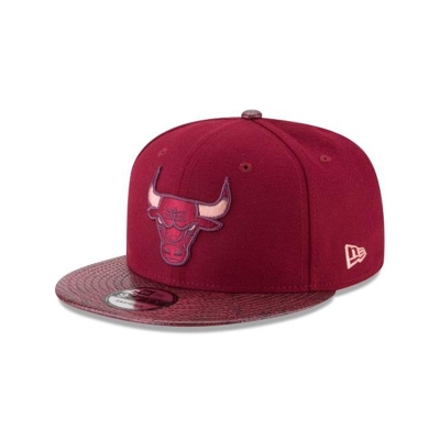 Red Chicago Bulls Hat - New Era NBA Snakeskin 9FIFTY Snapback Caps USA4260385